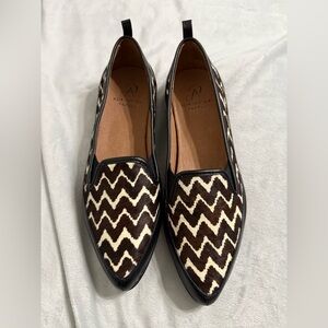 Adrianna Papell Brown and White Chevron Flats